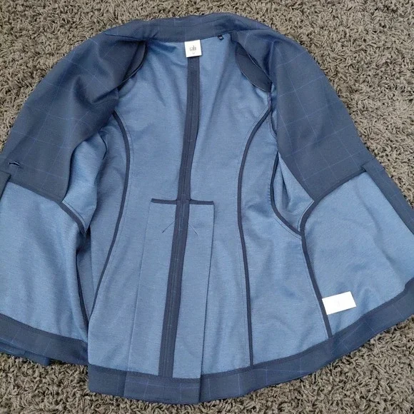 Cabi Women's Checkout Blazer 10 Jacket Sunset Kiss Blue Check Kick Pleat‎ Career - Picture 6 of 13